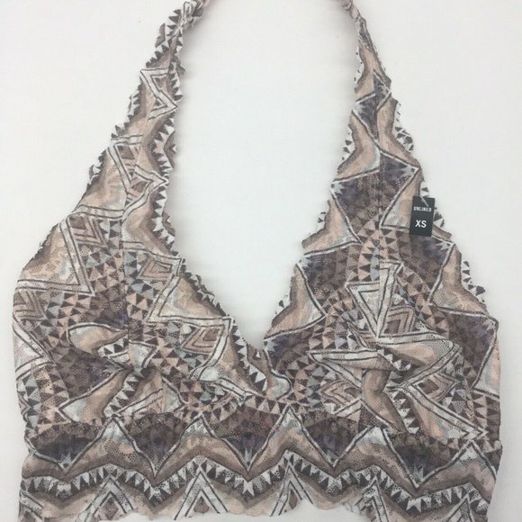 NWT Vs Pink Sz S Lace Aztec Print Halter Bralette - Picture 6 of 8
